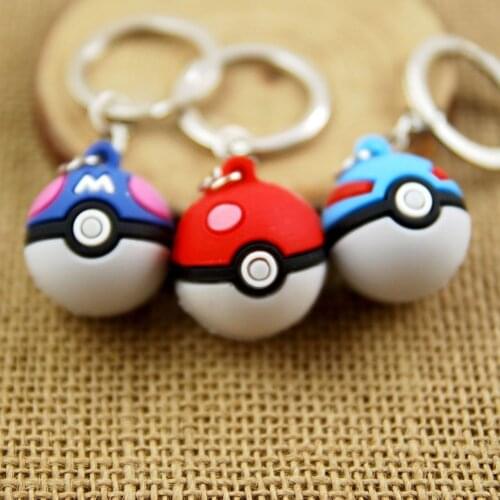 3D pokeball keychain key ring anime Pokemon key chain key holder PVC Pokemon GO keychain cute portachiavi llaveros bag charm