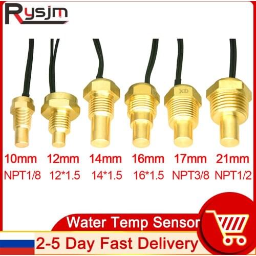 12V/24V Water Temperature Sensor Temp Sender 50K Head Plug 10MM 12MM 14MM 16MM For Car Truck Gauge Electric Meter NPT 3/8 1/8