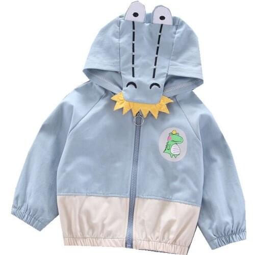 Children clothing, autumn clothing, new single-piece boy cartoon hooded long-sleeved windbreaker children jacket