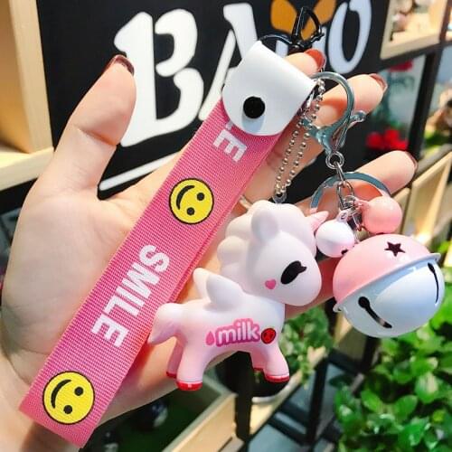 Cartoon Unicorn Keychains Mini Girls Princess Pet Horse Doll Key Chian Girls Schoolbag Pendant Birthday Gifts