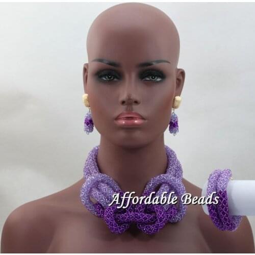2 Layer Womens Nigerian African Dubi Bridal Beads Wedding Jewelry Set Beaded Party Costume Jewelry Sets hx128