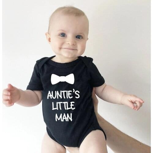 Summer Fashion Newborn Baby Romper Clothing Aunties Little Man Funny Print Short Sleeve Infant Boys Jumpsuit Toddler Outfit