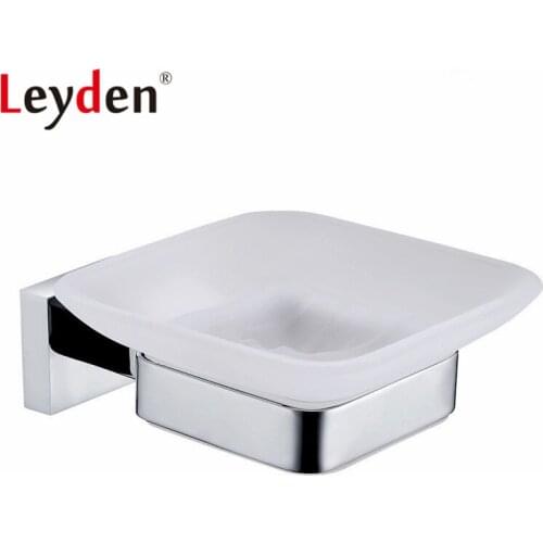Leyden Bathroom Soap Holder Stainless Steel Soap Dish Wall Mounted Chrome Shower Soap Dishes Holder Glass Bathroom Accessories