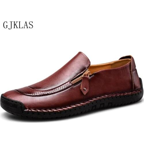 Loafers Men Leather Dress Shoes Classic Brown Black Mens Shoes Size 47 48 Casuales Comfy Fashion Oxford Slip on Shoes for Men