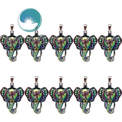10X C131 Rainbow Colors Elephant Beads Cage Perfume Essential Oil Diffuser Pearl Cage Magnetic Buckle Locket Pendant