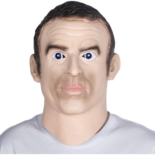 Emmanuel Macron Lifelike Latex Mask Cosplay Politician Celebrity Masks Halloween Party Costume Props