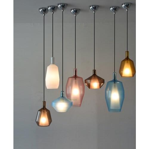 Nordic glass Hanging Lights E14 colourful color loft creative Pendant Lamp Modern bedroom living room restaurant shop LED Light