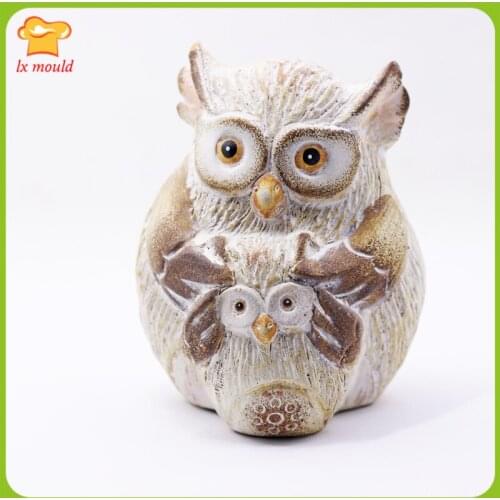 LXYY MOULD New Owl Mother and Child Silicone Mold-Animal Owl Mother and Baby Mould, Resin, Candle, Soap, Decoration Tool