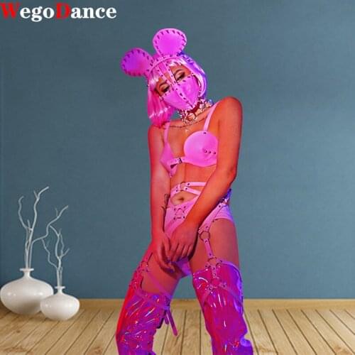 New Sexy Stage Costume Nightclub Bar Women Rave Clothes Fashion Stitching Bikini Dance Wear