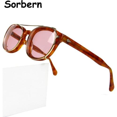 Brand Designer Handmade Acetate Eyeglasses With Clip On Sunglasses Men Women Polarized Retro Round Optical Myopia Frames