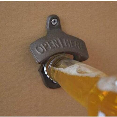Open Here Bottle Opener For Creative Design Wall Mounted Retro Beer Corkscrew Home Kitchen Bar Supplies