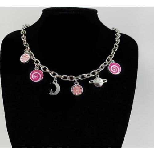 Harajuku Resin Necklace for Women Jewelry Bead Chain Female Symbol Internet Girl Choker Punk Rock Collares Mujer CL58