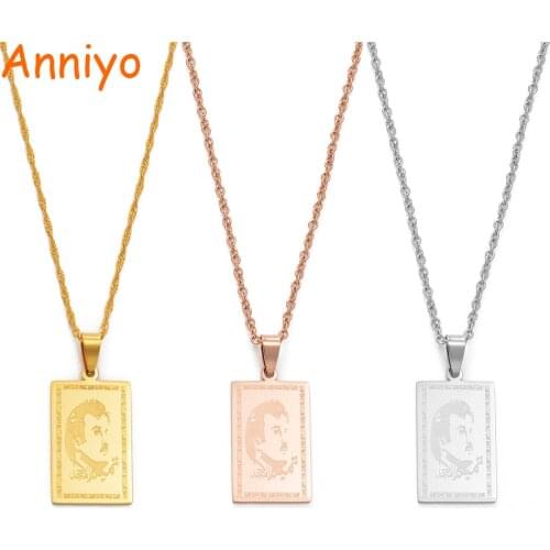 Anniyo Qatar Necklaces Women/Men,Gold Color/Light Rose Gold/Silver Color Stainless Steel Jewelry Patriotic Gifts #029721