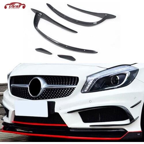 A Class Carbon Fiber Front Bumper Fog light Trim Fin Canards For Benz W176 A45 Sport 2013-2015 Air Vent Decoration