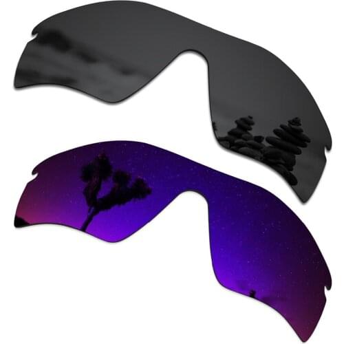 SmartVLT 2 Pieces Polarized Sunglasses Replacement Lenses for Oakley Radar Path Stealth Black and Plasma Purple