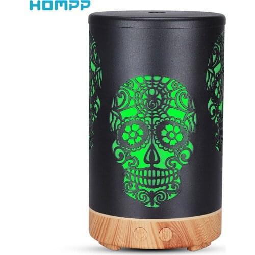 Skeleton Ultrasonic Aromatherapy Metal Diffuser Essential Oil Diffusor with 7Color Changing Lights Quiet Vintage Mist Humidifier