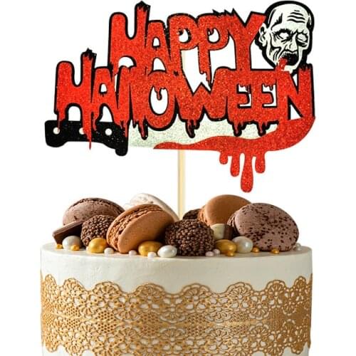 Scary Ghost Face Halloween Paper Cake Toppers Vampire Bat Baking Cake Decorations Supplies for Halloween Party Cakes Toppers New