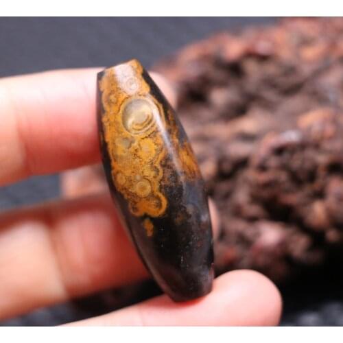 Super Energy From LK brother Sauces Magic Tibetan old Agate Natural Eye Meng dZi Bead Healing Amulet 20220Ar LZK