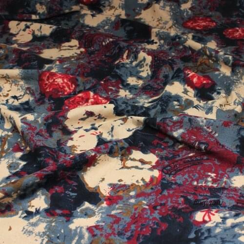 Vintage washed high-quality cotton linen super dark flower clothing fabric