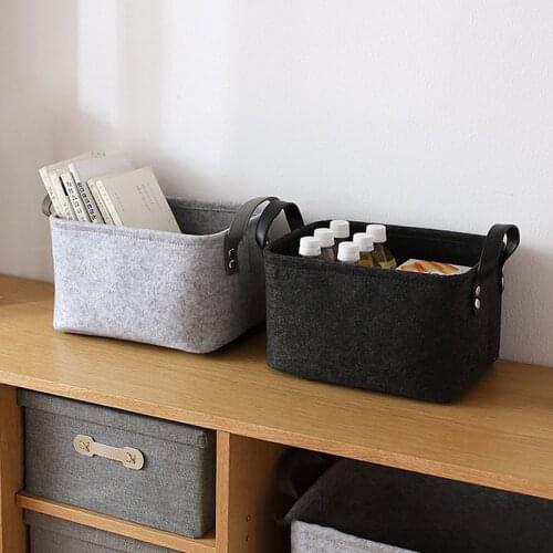 Felt Storage Basket Living Room Tea Table Black Gray Sundries Storage Basket Cloth Felt Storage Box Bedroom Socks Storage