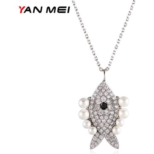 YANMEI Chain Animal Necklaces Collier Collares Tiny Girl Jewelry Chocker Chain Fish Charm Fashion Necklace YMD1467