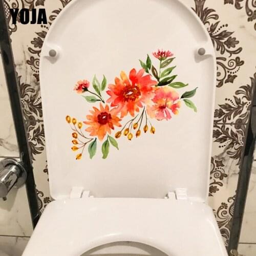 YOJA 23.6*19.8CM Watercolor Flower Plant Safflower Classic Home Wall Sticker WC Decor Toilet Decal T1-1063