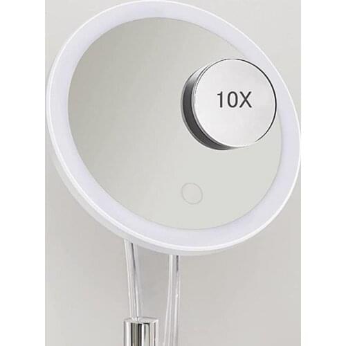 90 Degree Rotation Lighted Makeup Mirror Detachable Touch Screen Anti-scratch 10X Concave Magnifier Lighted Makeup Mirror