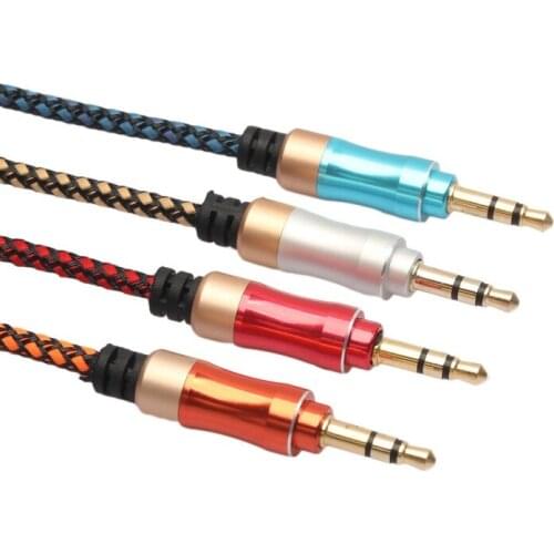 1PC 3.5mm Car Audio Aux Cable Male To Male Stereo Earphone Extension Cord Braided Shield Aux Cable Line