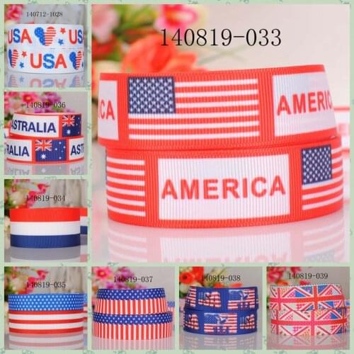 10yards -different sizes -Country flag ribbon pattern printed Grosgrain ribbon