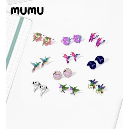 2021 New Hummingbird Stud Earring Bird Epoxy Jewelry Resin Acrylic Earrings Handmade Gifts Girl
