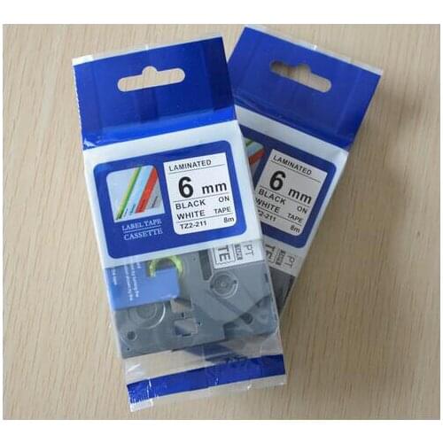 20PK LAMINATED TZE-211 TZe211 tz211 tz-211 p touch 6mm BLACK ON WHITE LABEL TAPE TZe 211 TAPES Ptouch TZ-211 LABEL