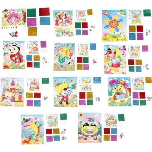 3pcs/lot 3D Jigsaw Puzzle DIY Crystal Crafts Toy Mosaic Sticker Kids Children Toys