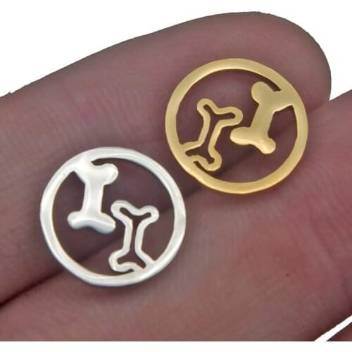 5pcs Charms Dog Bone 12mm Stainless Steel Plated Pendants Gold Jewelry Making DIY Earring Necklace Bracelet Handmade Craft Gifts