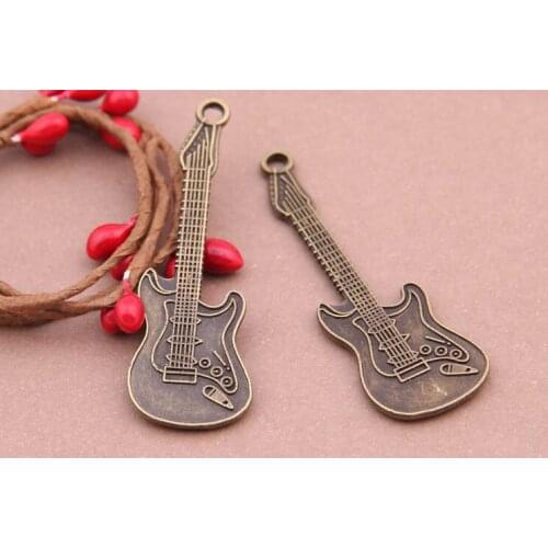 50pcs Vintage Guitar Charm Fit Manual Making Jewelry Earrings/Bracelets/necklace/key Chain Fashion DIY Jewelry Accessories