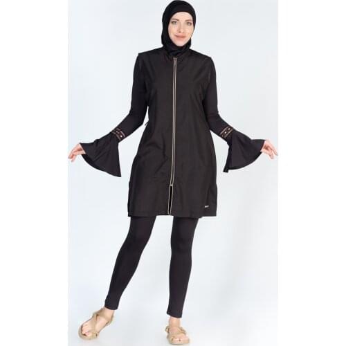 Alfasa 310 Long Sleeve The Tights Vest Full Off Hijab Swimwear black