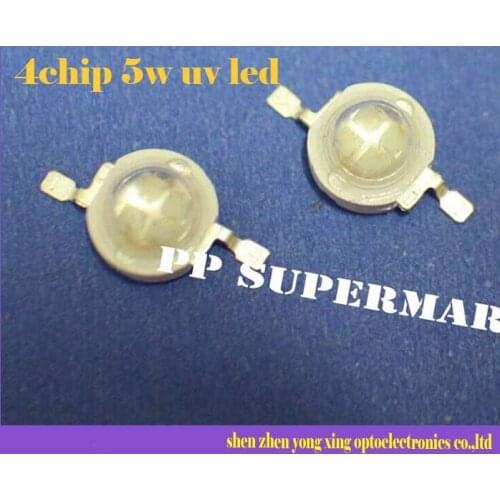 Free shipping 5PCS 5W Ultra Violet UV Purple High Power LED 390-405nm With 20mm pcb