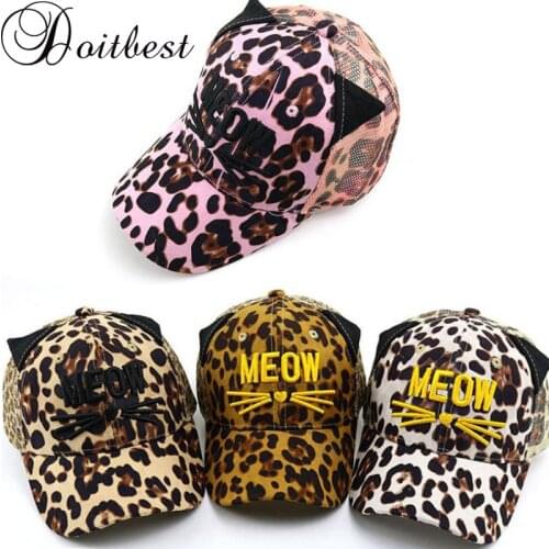 Doitbest Korea Child Hip Hop Baseball Cap Summer Leopard cat kids Sun Hat mesh Boys Girls snapback Caps for 2 to 8 years old
