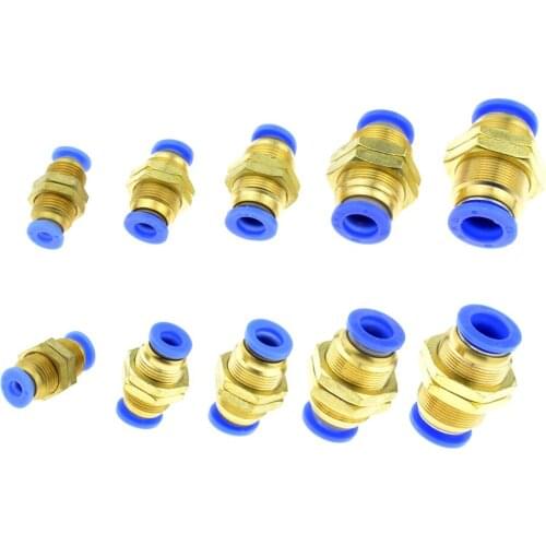 Air Pneumatic Straight Bulkhead Union 10mm 8mm 6mm 4mm 12mm OD Hose Tube One Touch Push Into Gas Connector Brass Quick Fitting
