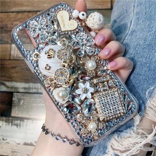 Luxury Crystal Rhinestone Diamond Pumpkin Car Bling Case Cover For IPhone XS XR X MAX11 Pro MAX 8 7 Plus 6 6S Coque