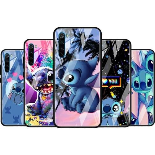 Stitch lovely disney cartoon for Xiaomi Redmi K40 K30 K20 Pro Plus 9C 9A 9 8A 7 Luxury Shell Tempered Glass Phone Case Cover