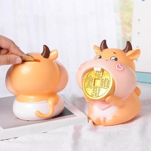 Calf Cartoon Bank Money Box Coin Storage Container Gift Money Boxes Cash Coins Saving Box Ornaments Decoration Safe Bank