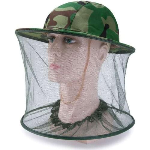 Camouflage Men Fishing Cap Wide Brim Visor Sunshade Hunting Bee Keeping Mesh Hat Insects Mosquito Prevention Neck Head Cover