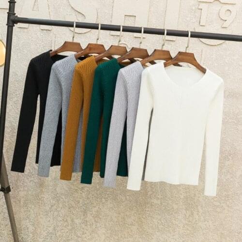 2021 korean style long sleeve top sweaters for women fashion tops clothing sweaters v neck black white pullovers knitted blouses