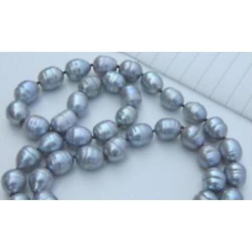 Beautiful 11-12mm baroque silver grey pearl necklace 18" &bracelet 8" set