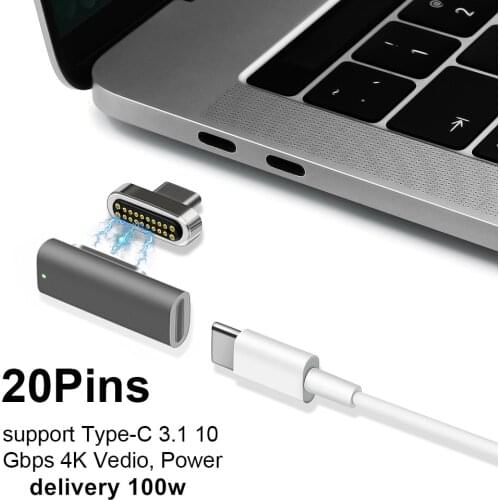 Magnetic USB C Adapter,Type C- Type C USB 3.1 VeIDI 4 K @ 60 Hz High Resolution - Supports High Speed Magnet USB-C Date Adapter