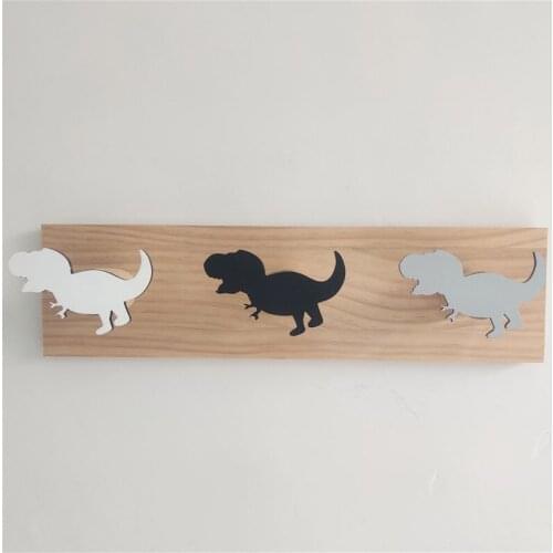 Cute Dinosaur Wall Mounted Coat Hooks Wooden Door Hanger for Boys Bedroom Nursery Playroom Home Decorations Bag Organizer Hanger