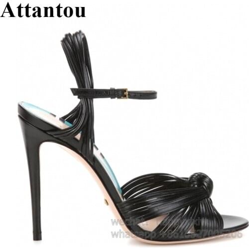 Fashion PU Leather Thin Lace Up Bowknot Show Shoes Women Concise Design Summer Party Sandals