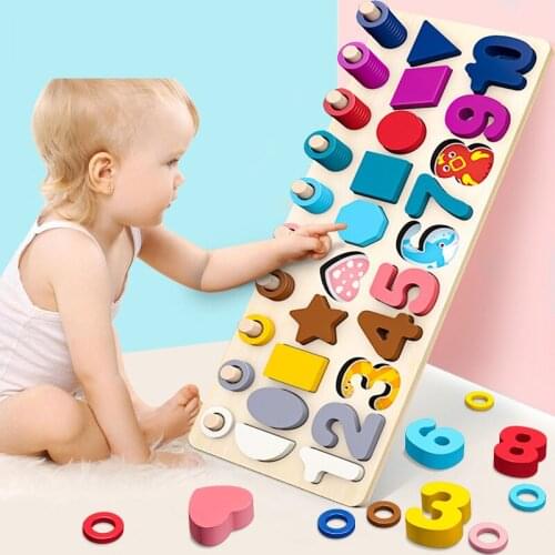 Montessori Educational Wooden Toys For kids Board Math Count Numbers Matching Digital Shape Match Early Education Toy
