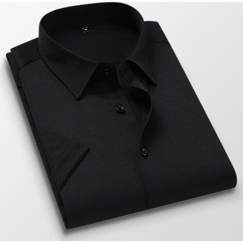 Mens Dress Shirts Casual Short Sleeve Hot Fashion White Black Blue Red Pink Slim Trend Business Formal Clothes Male Clothing