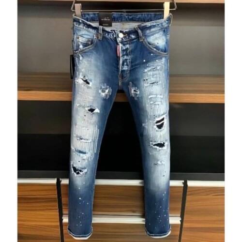 Men DSQ2 Jeans Pencil Pants Motorcycle Party Casual Trousers Street Clothing 2021 Denim Man Clothin 9716